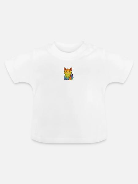 Bunter Regenbogen Fuchs - Baby Bio-T-Shirt mit Rundhals - Weiß