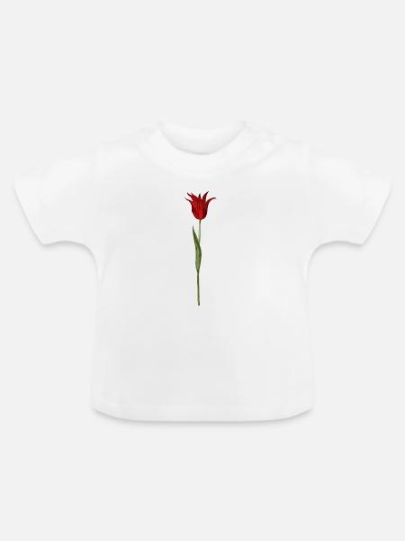 Abstrakte Tulpenblüte in Rot - Baby Bio-T-Shirt mit Rundhals - Weiß