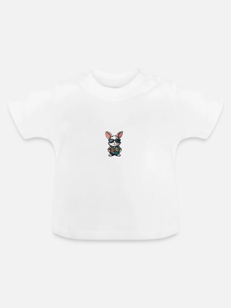 Hase Comic Cool Sommer - Baby Bio-T-Shirt mit Rundhals - Weiß