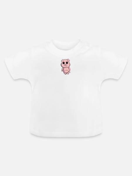 Kleines Babyschwein - Baby Bio-T-Shirt mit Rundhals - Weiß