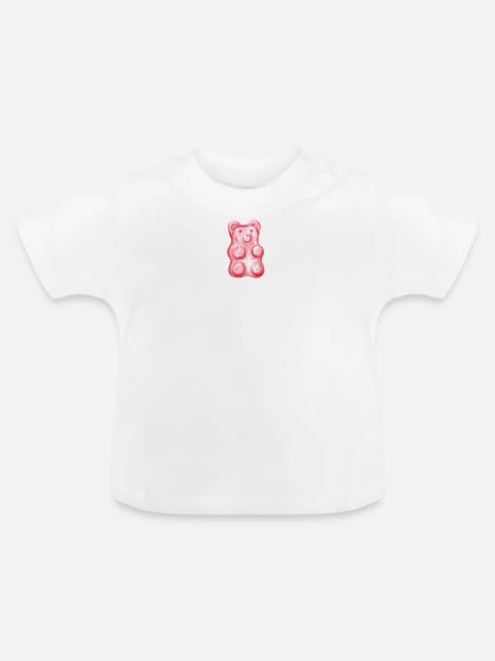 Gummibärchen rosa Aquarell - Baby Bio-T-Shirt mit Rundhals - Weiß