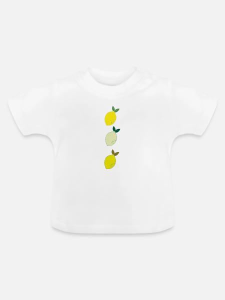 Drei Zitronen Handillustration - Baby Bio-T-Shirt mit Rundhals - Weiß