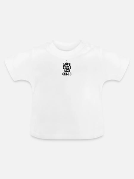 Ich liebe Jesus und Cello - Baby Bio-T-Shirt mit Rundhals - Weiß