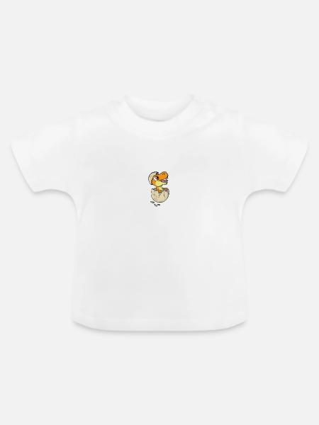 Süßer Baby Dino Dinosaurier - Baby Bio-T-Shirt mit Rundhals - Weiß