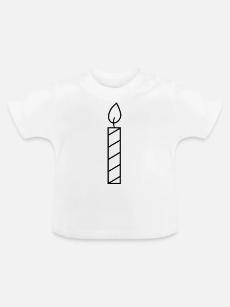 Kerze schwarz Kontur - Baby Bio-T-Shirt mit Rundhals - Weiß