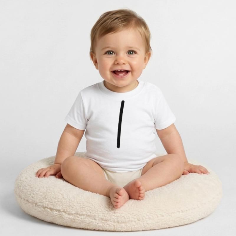 1 linea / / 1 volta / / compleanno / / regalo Maglietta ecologica con scollo rotondo per neonato