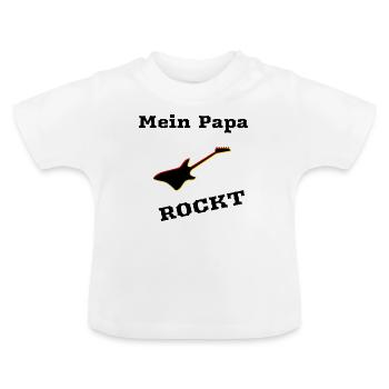 Baby Body Papa Rockt Gitarre - Baby Bio-T-Shirt mit Rundhals - Weiß - Vorne