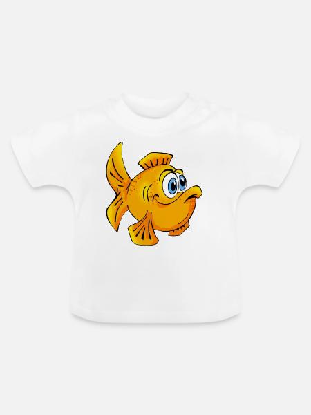 Fisch Goldfisch comic Cartoon - Baby Bio-T-Shirt mit Rundhals - Weiß