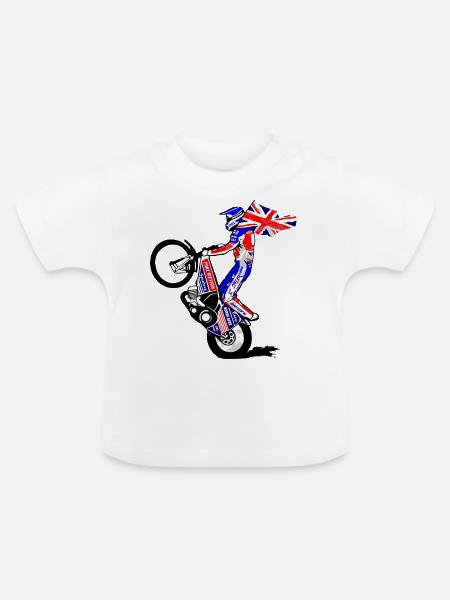 Speedway Driver - United Kingdom - Baby Bio-T-Shirt mit Rundhals - Weiß