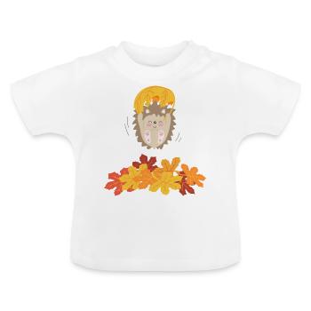 Zarter Igel mit Blatt - Baby Bio-T-Shirt mit Rundhals - Weiß - Vorne