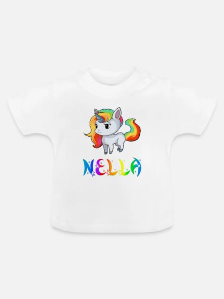 Einhorn Nella - Baby Bio-T-Shirt mit Rundhals - Weiß