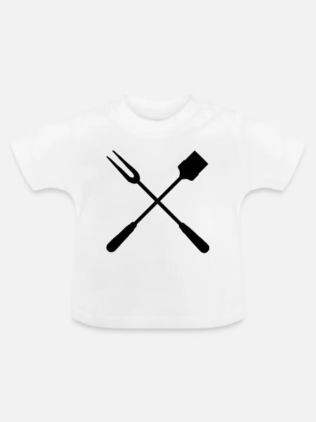 grillbesteck - Baby Bio-T-Shirt mit Rundhals - Weiß