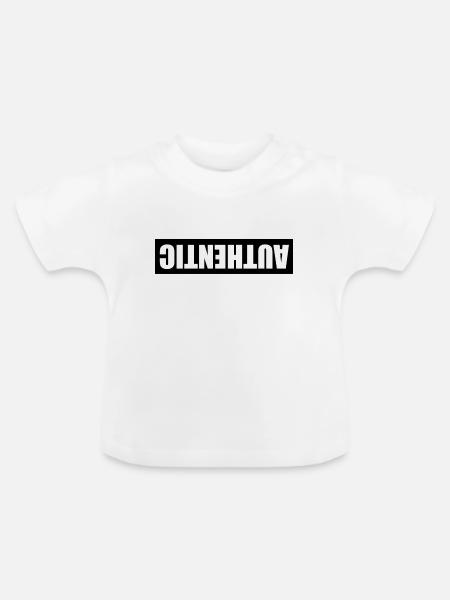Achtung Rückwärts - Baby Bio-T-Shirt mit Rundhals - Weiß