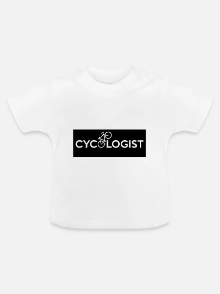 CYCOLOGIST STICKER, Fahrrad - Baby Bio-T-Shirt mit Rundhals - Weiß