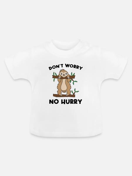 Tier Dschungel Statement Faultier Relax Urwald - Baby Bio-T-Shirt mit Rundhals - Weiß