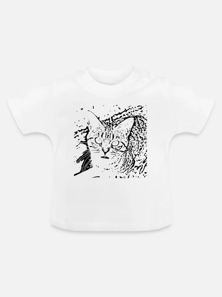 Katze schwarz Kätzchen cute - Baby Bio-T-Shirt mit Rundhals - Weiß