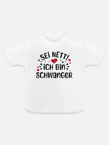 Schwangerschaft Mutter Schwanger Herz Statement - Baby Bio-T-Shirt mit Rundhals - Weiß