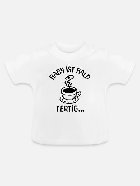 Schwangerschaft Babybauch Schwanger Statement - Baby Bio-T-Shirt mit Rundhals - Weiß