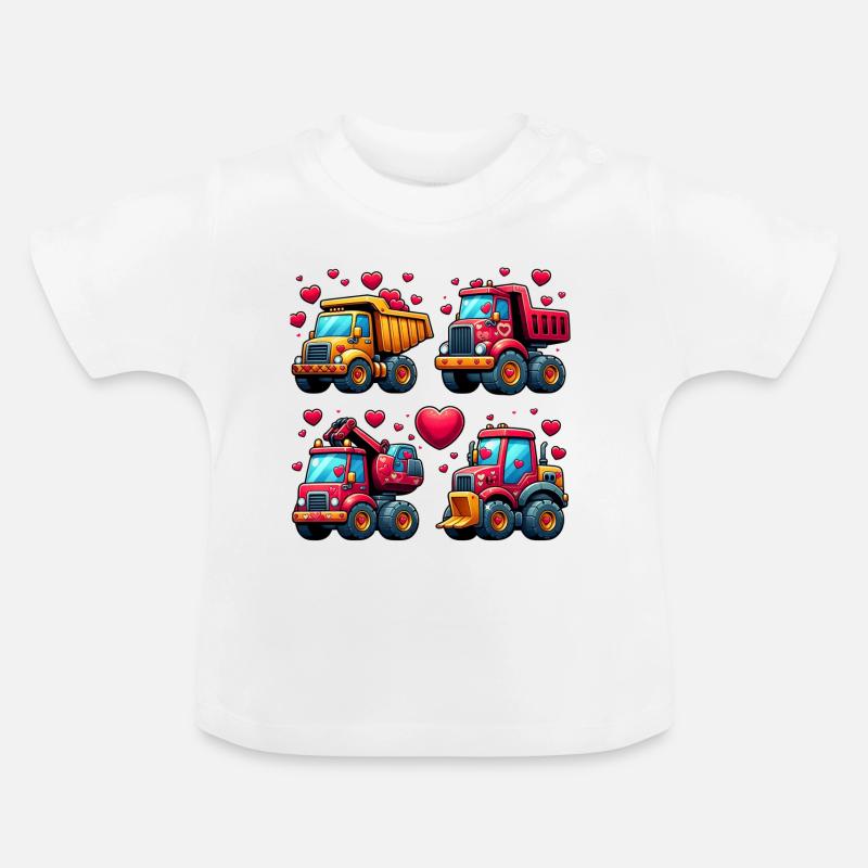 Tiny Builders' Affection - T-shirt de construction - T-shirt bio col rond Bébé - blanc