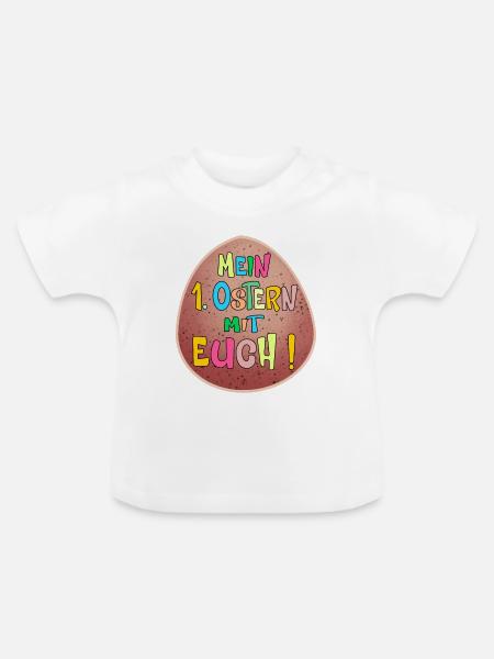 1. Ostern Ostereier - Baby Bio-T-Shirt mit Rundhals - Weiß
