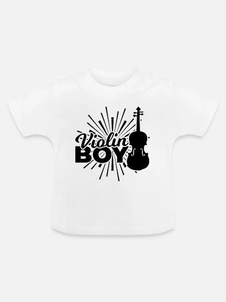 Lustiger Violinist - Baby Bio-T-Shirt mit Rundhals - Weiß