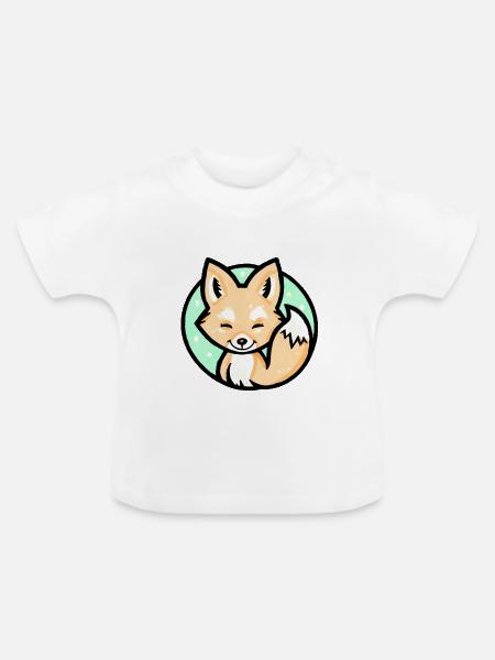 Kleiner Fuchs (Bunt) - Baby Bio-T-Shirt mit Rundhals - Weiß