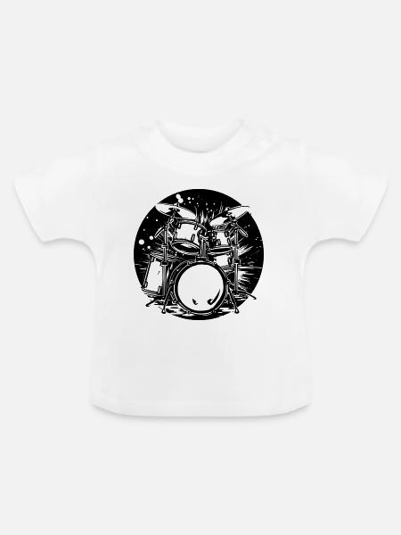 Schlagzeug Grafik - Baby Bio-T-Shirt mit Rundhals - Weiß