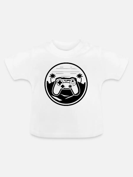 Spiel Controller Grafik - Baby Bio-T-Shirt mit Rundhals - Weiß