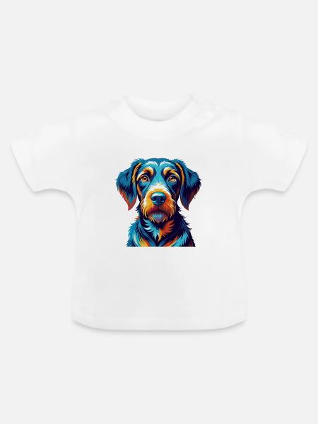 Pudelpointer Hunderasse Bunte Karikatur Kawaii - Baby Bio-T-Shirt mit Rundhals - Weiß