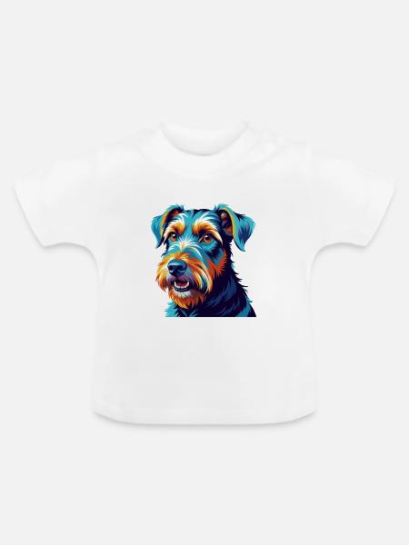 Airedale Terrier Hunderasse Bunte Karikatur Kawaii - Baby Bio-T-Shirt mit Rundhals - Weiß