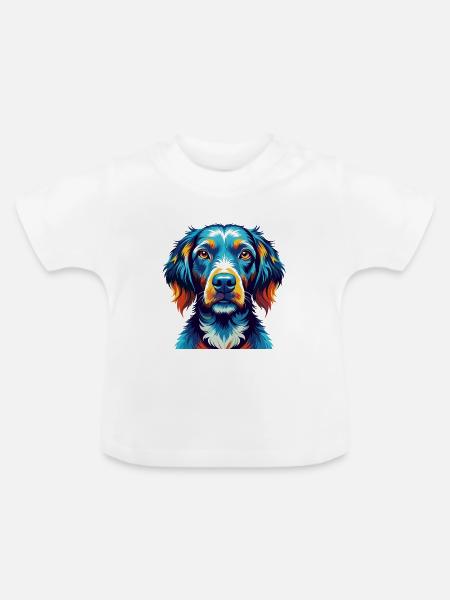 Pudelpointer Hunderasse Bunte Karikatur Kawaii - Baby Bio-T-Shirt mit Rundhals - Weiß