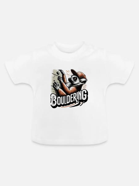 Bouldern Lemur Klettern Geschenk - Baby Bio-T-Shirt mit Rundhals - Weiß