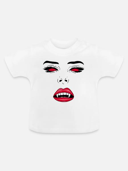 Vampirfrau Gesicht - Baby Bio-T-Shirt mit Rundhals - Weiß