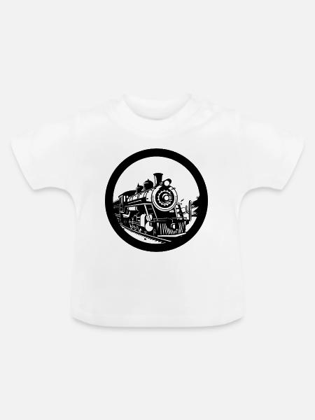 Lokomotive - Baby Bio-T-Shirt mit Rundhals - Weiß