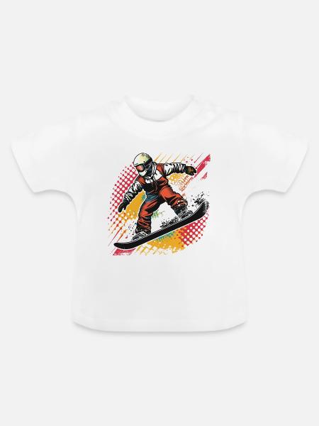 Snowboarder Skizze - Baby Bio-T-Shirt mit Rundhals - Weiß