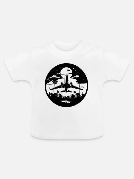 Flugzeug Grafik - Baby Bio-T-Shirt mit Rundhals - Weiß