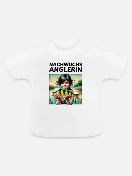 Nachwuchs Anglerin - Baby Bio-T-Shirt mit Rundhals - Weiß