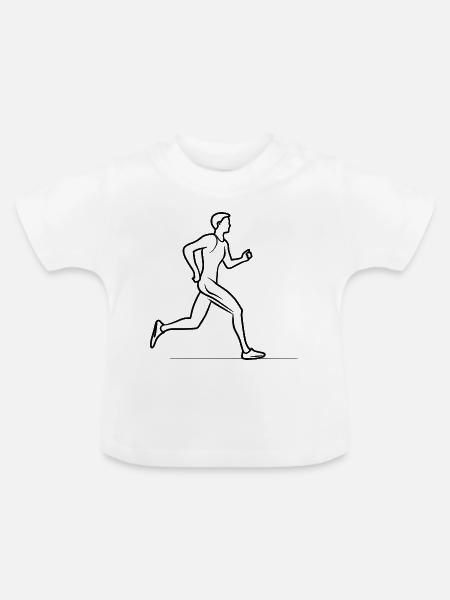 Jogger Junge Strichzeichnung - Baby Bio-T-Shirt mit Rundhals - Weiß