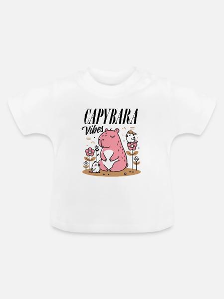 Entspanntes Capybara mit Freunden - Baby Bio-T-Shirt mit Rundhals - Weiß