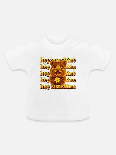 Hey Sunshine – Fröhliches Quokka - Baby Bio-T-Shirt mit Rundhals - Weiß