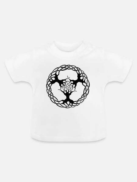 Links zur Natur (schwarz) - Baby Bio-T-Shirt mit Rundhals - Weiß