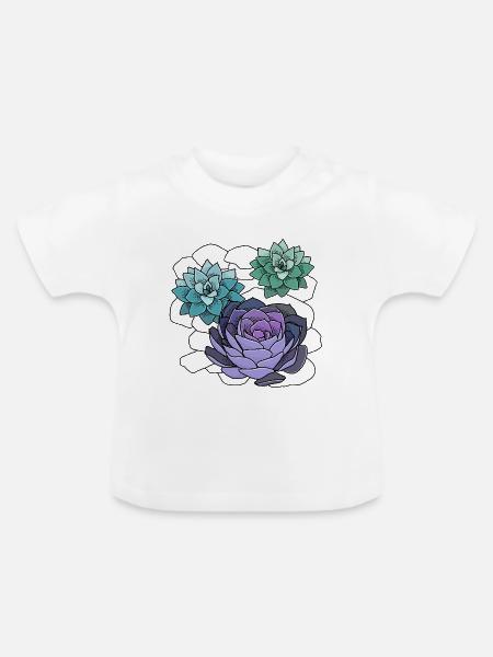 Sukkulenten - Baby Bio-T-Shirt mit Rundhals - Weiß