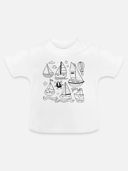 Segeln Comic Stil - Baby Bio-T-Shirt mit Rundhals - Weiß
