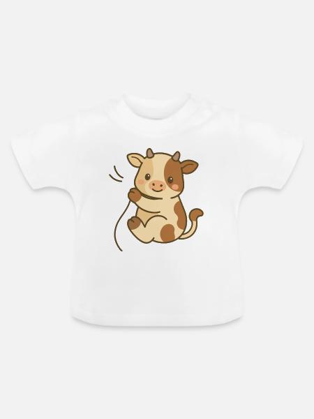 Kuschelkalb-Charme - Baby Bio-T-Shirt mit Rundhals - Weiß