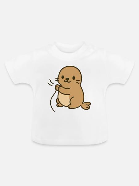 Eingekuschelt & Meer - Baby Bio-T-Shirt mit Rundhals - Weiß