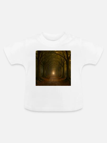 Mystischer Baumweg im Herbstlicht - Baby Bio-T-Shirt mit Rundhals - Weiß