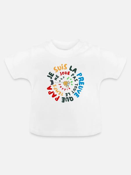 Humorvolles 🎮 Geburtsgeschenk Gamer Papa - Baby Bio-T-Shirt mit Rundhals - Weiß