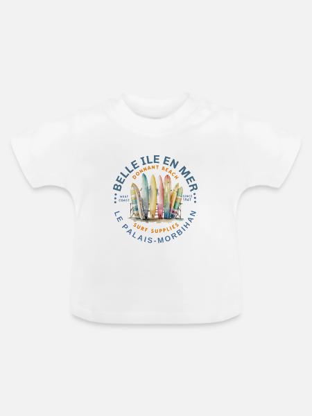 Surfen Belle Ile en Mer - Baby Bio-T-Shirt mit Rundhals - Weiß