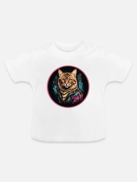 Bengalkatze - Baby Bio-T-Shirt mit Rundhals - Weiß