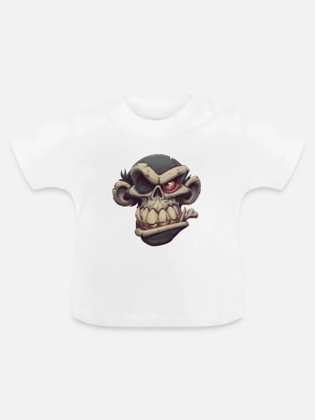 Monkey Skull Grin - Baby Bio-T-Shirt mit Rundhals - Weiß